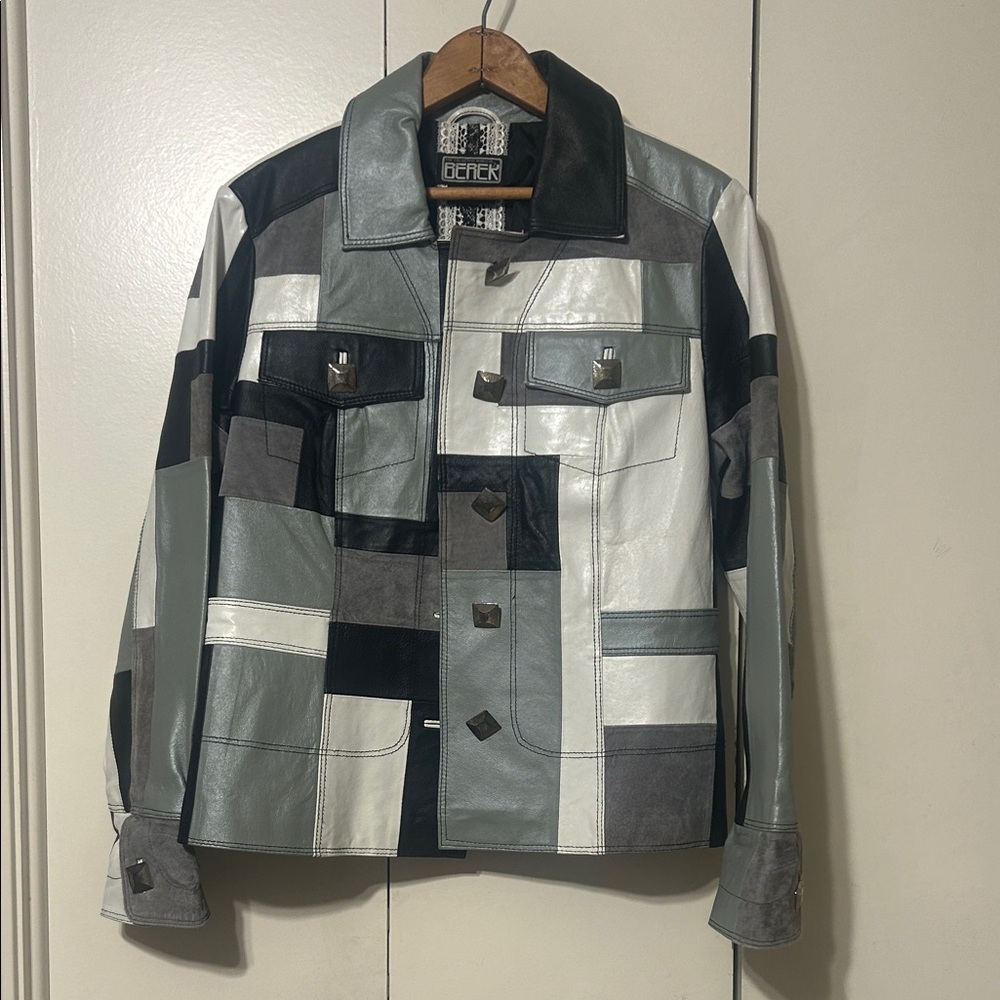 Berek Black And Gray Patchwork Leather Jacket - image 1
